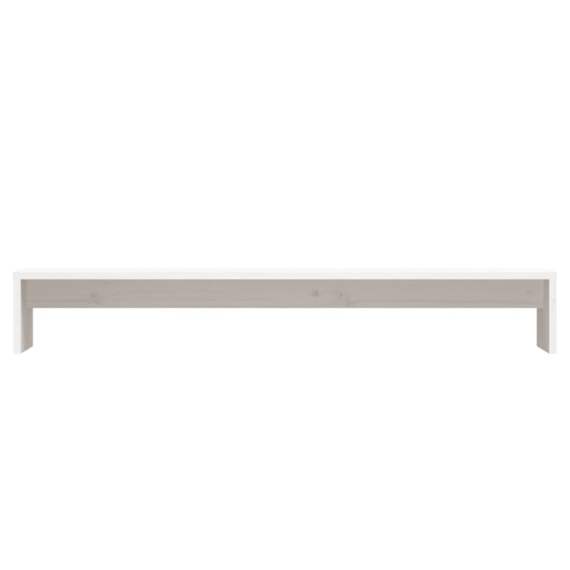 Podstawka na monitor, biała, 100x27x15 cm, lite drewno sosnowe