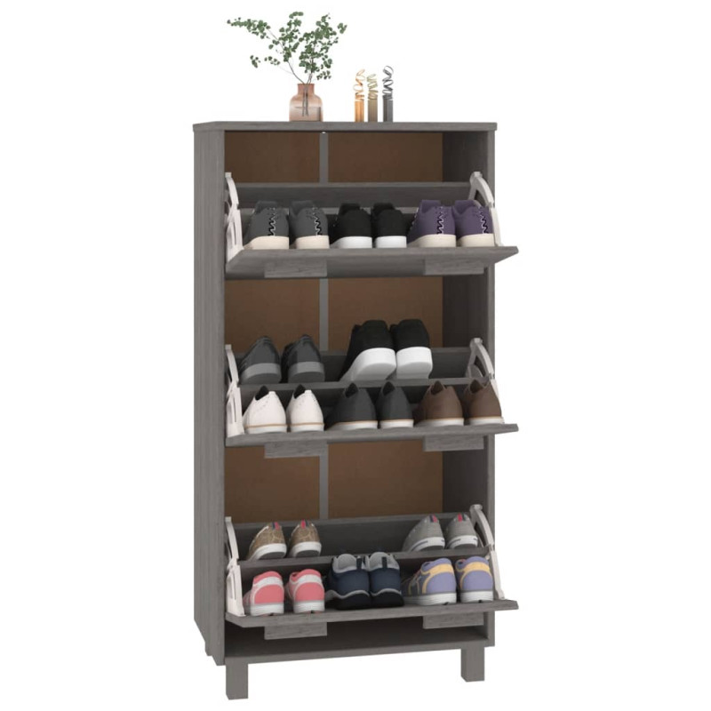 Szafka na buty HAMAR, jasnoszara, 59,5x35x117 cm, lita sosna