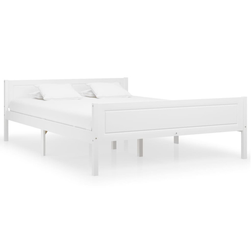 Rama łóżka z litego drewna sosnowego, biała, 140 x 200 cm