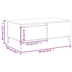 Stolik kawowy, biały 90x50x36,5 cm, materiał drewnopochodny