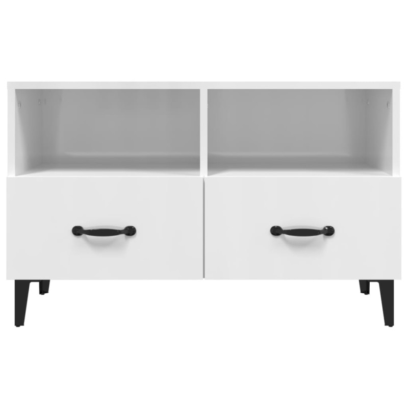 Szafka pod TV, biała, wysoki połysk, 80x36x50 cm