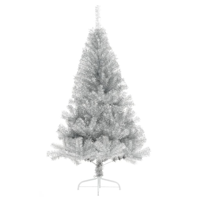 Sztuczna choinka połówka ze stojakiem, srebrna, 150 cm, PET