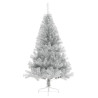 Sztuczna choinka połówka ze stojakiem, srebrna, 150 cm, PET
