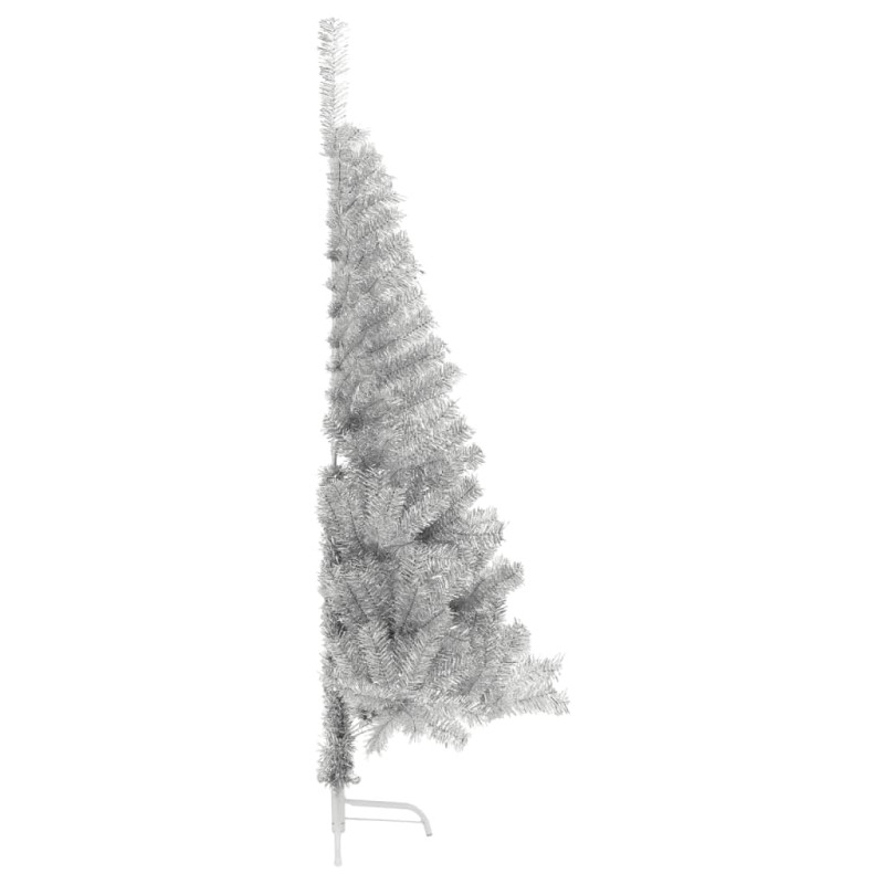 Sztuczna choinka połówka ze stojakiem, srebrna, 150 cm, PET