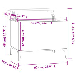 Stolik kawowy, biały 60x44,5x45 cm, materiał drewnopochodny