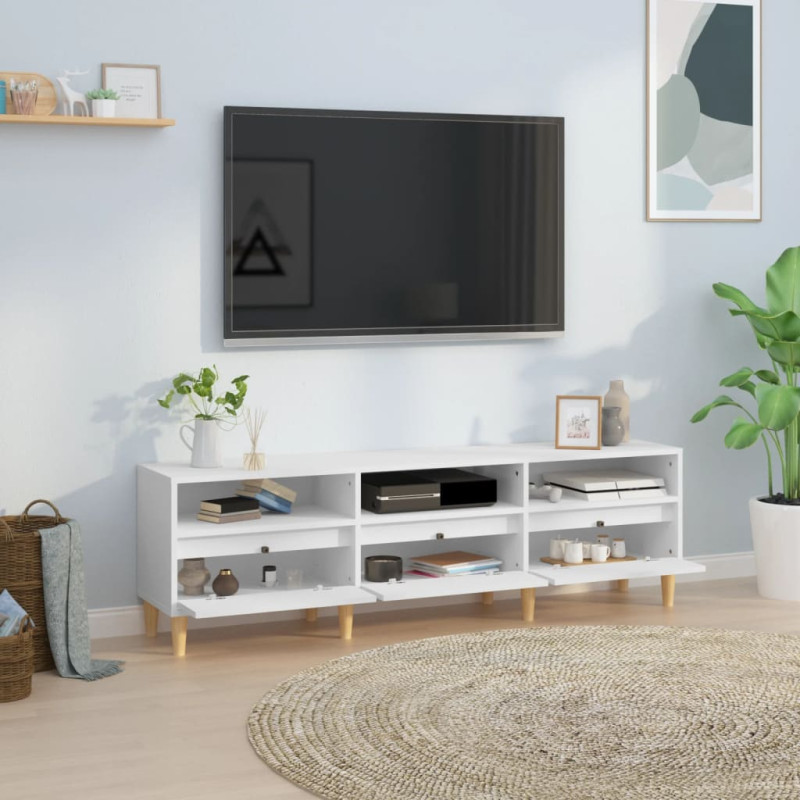 Szafka pod TV, biała, 150x30x44,5 cm, materiał drewnopochodny
