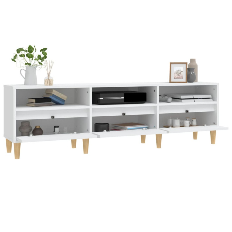 Szafka pod TV, biała, 150x30x44,5 cm, materiał drewnopochodny