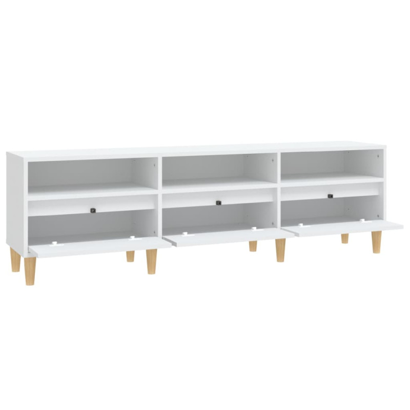 Szafka pod TV, biała, 150x30x44,5 cm, materiał drewnopochodny