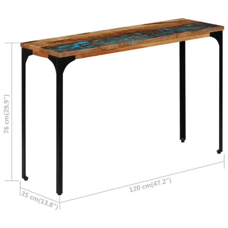 Stolik typu konsola, 120x35x76 cm, z drewna z odzysku