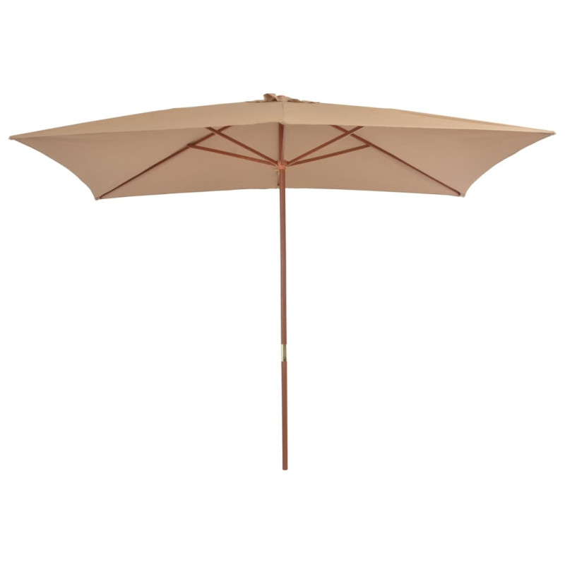 Parasol ogrodowy na drewnianym słupku, 200x300 cm, taupe