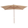 Parasol ogrodowy na drewnianym słupku, 200x300 cm, taupe