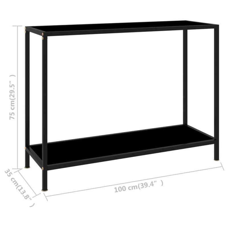 Stolik konsolowy, czarny, 100x35x75 cm, szkło hartowane