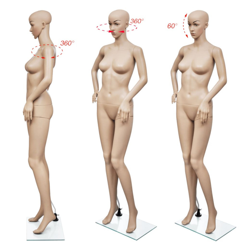 MANEKIN KOBIECY BEŻOWY SZKŁO PANCERNE ALUMINIUM STABILNY ŚRODOWISKU 175 CM 81 CM 61 CM 86 CM 36-38 36-37 40 CM
