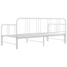 Sofa z wysuwaną ramą łóżka, biała, metalowa, 90x200 cm