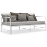 Sofa z wysuwaną ramą łóżka, biała, metalowa, 90x200 cm