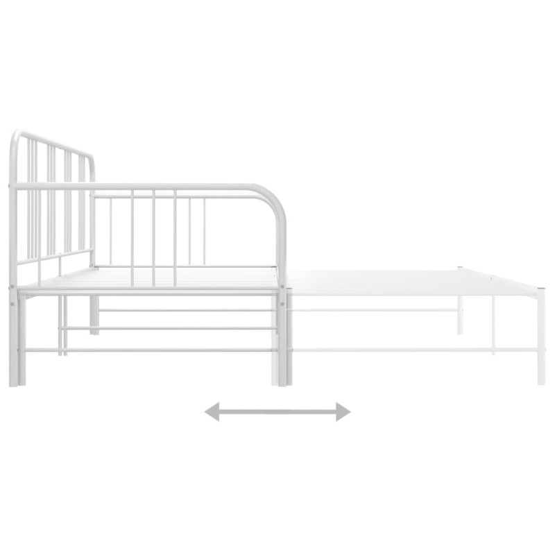 Sofa z wysuwaną ramą łóżka, biała, metalowa, 90x200 cm
