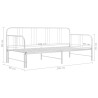 Sofa z wysuwaną ramą łóżka, biała, metalowa, 90x200 cm