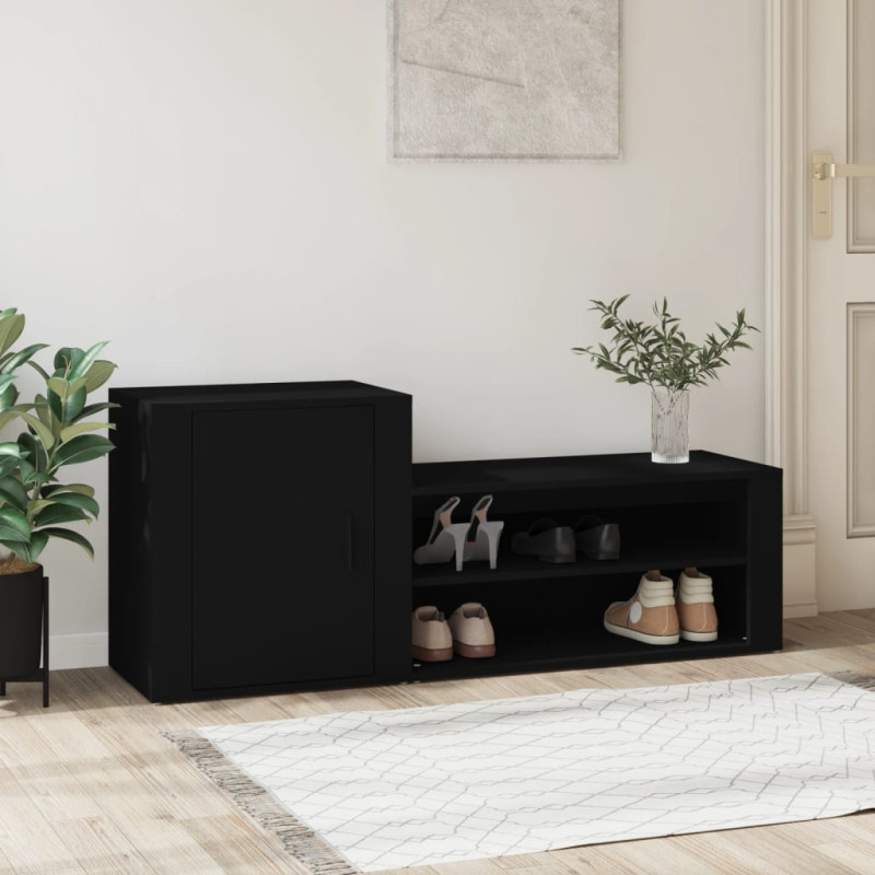 Szafka na buty, czarna, 130x35x54 cm, materiał drewnopochodny