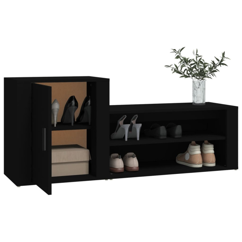 Szafka na buty, czarna, 130x35x54 cm, materiał drewnopochodny