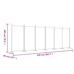 Parawan 6-panelowy, biały, 520x180 cm, tkanina