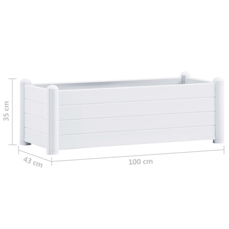 Podwyższona donica, PP, biała, 100x43x35 cm