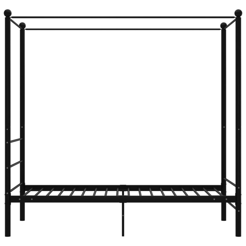 Rama łóżka z baldachimem, czarna, metalowa, 90 x 200 cm