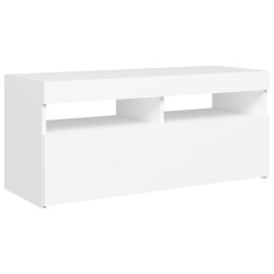 Szafka pod TV z oświetleniem LED, biała, 90x35x40 cm