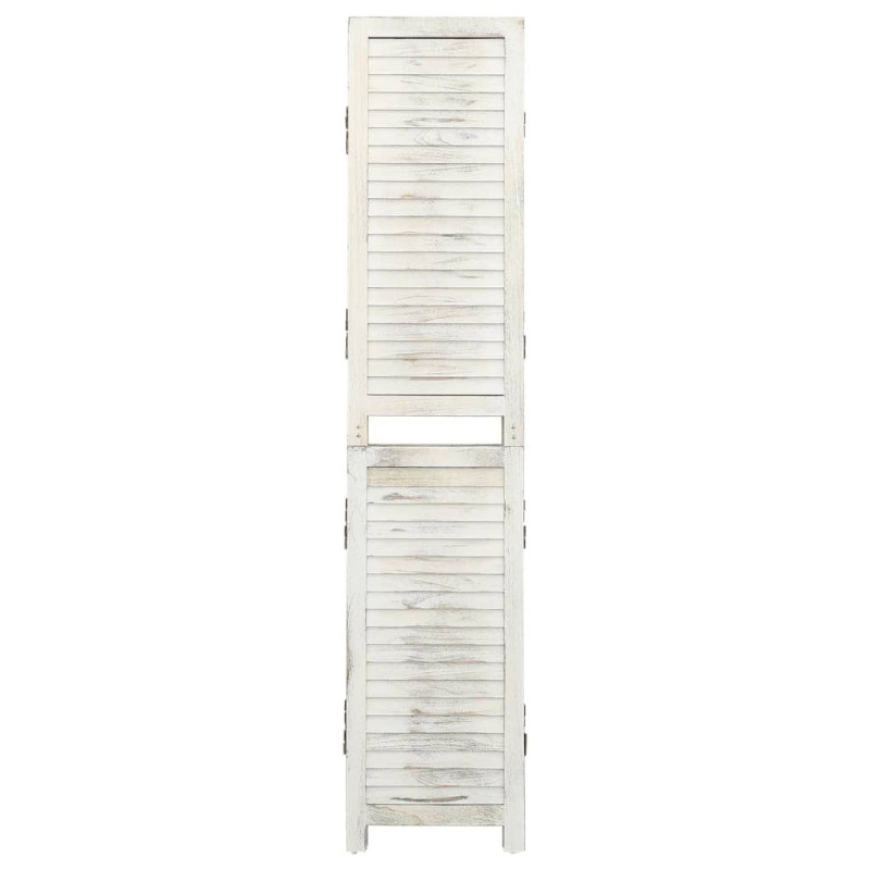 Parawan 6-panelowy, postarzany biały, 215x166 cm, lite drewno