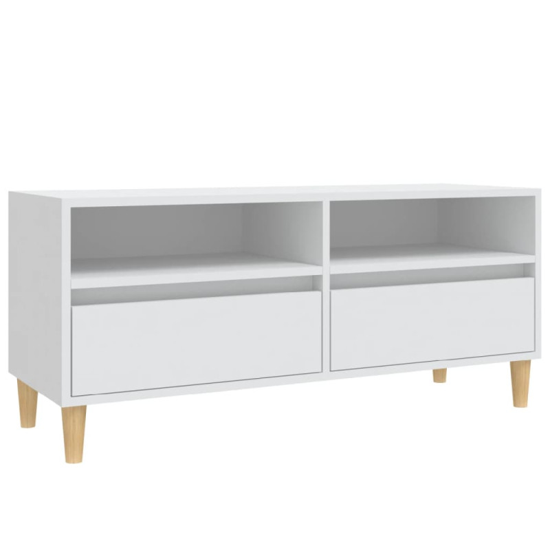 Szafka pod TV, biała, 100x34,5x44,5 cm, materiał drewnopochodny
