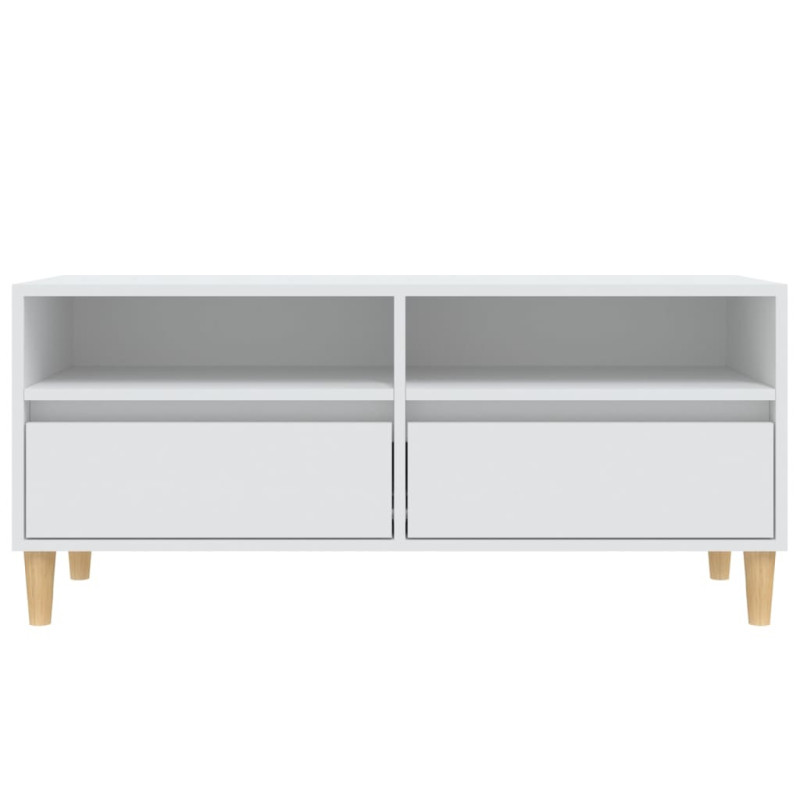 Szafka pod TV, biała, 100x34,5x44,5 cm, materiał drewnopochodny