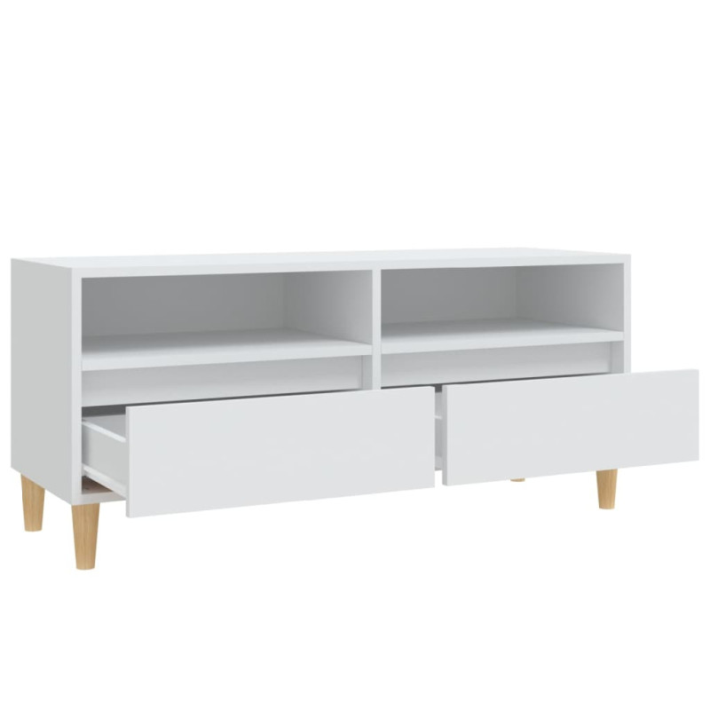 Szafka pod TV, biała, 100x34,5x44,5 cm, materiał drewnopochodny