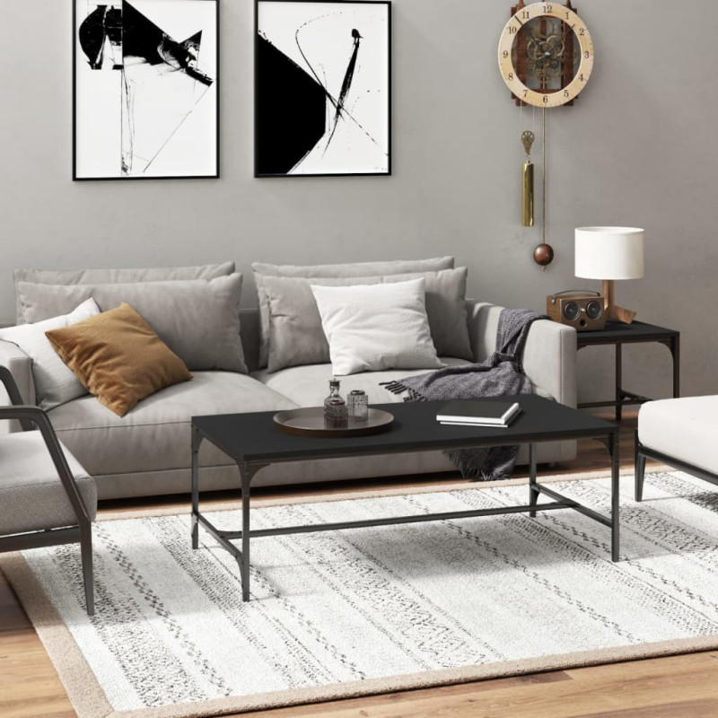 Stolik kawowy, czarny, 80x50x35 cm, materiał drewnopochodny