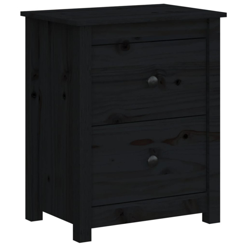 Szafki nocne, 2 szt., czarne, 50x35x61,5 cm, drewno sosnowe
