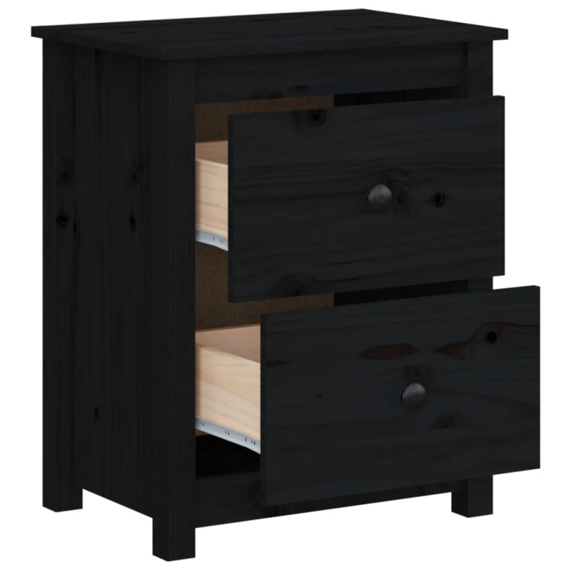 Szafki nocne, 2 szt., czarne, 50x35x61,5 cm, drewno sosnowe