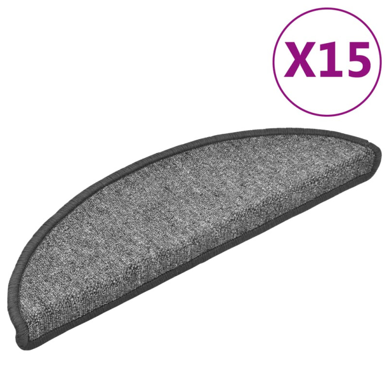 Nakładki na schody, 15 szt., 56 x 17 x 3 cm, ciemnoszare
