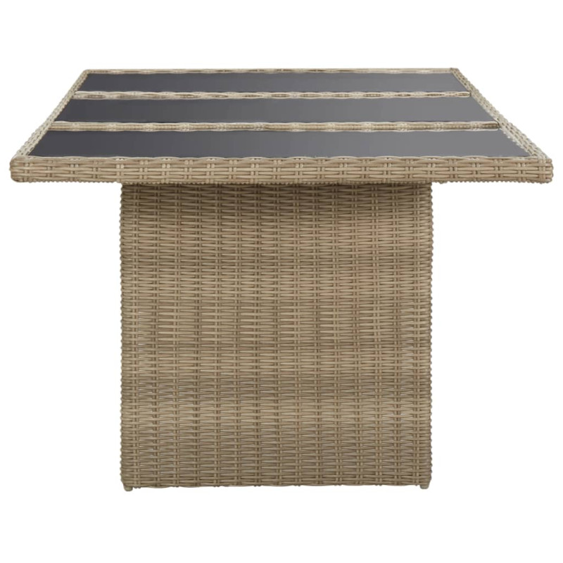 Stół ogrodowy, brązowy, 200x100x74 cm, szkło i rattan PE