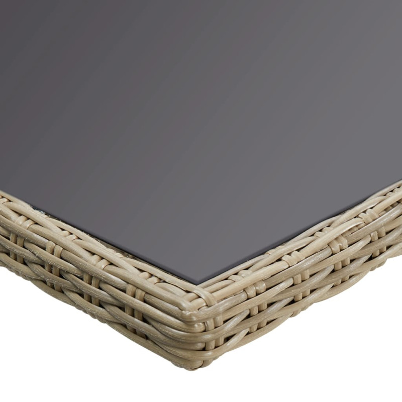 Stół ogrodowy, brązowy, 200x100x74 cm, szkło i rattan PE