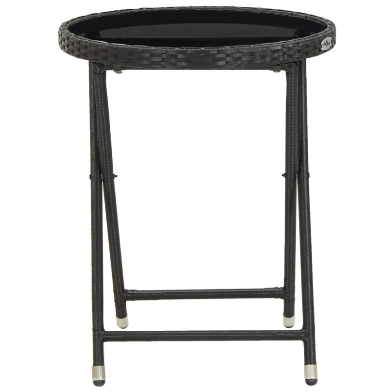 Stolik herbaciany, czarny, 60 cm, rattan PE i szkło hartowane