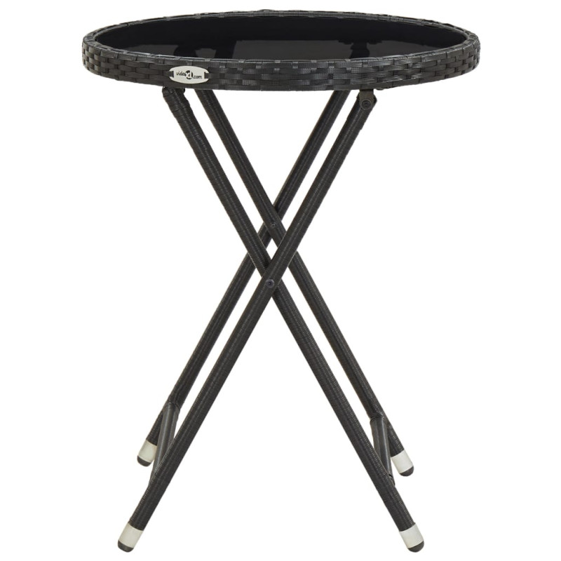 Stolik herbaciany, czarny, 60 cm, rattan PE i szkło hartowane