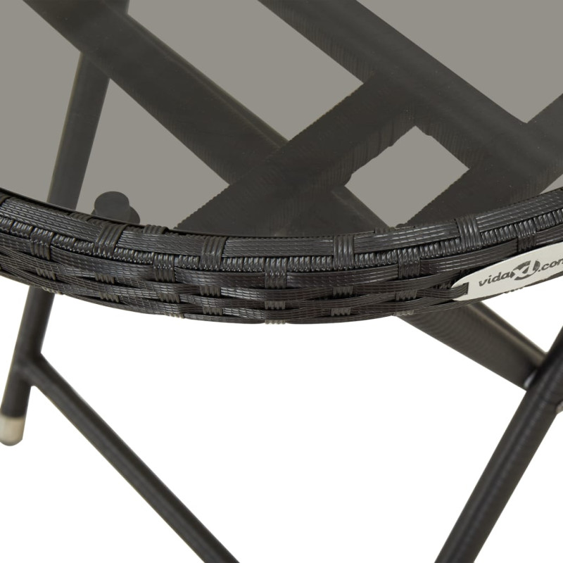 Stolik herbaciany, czarny, 60 cm, rattan PE i szkło hartowane