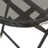 Stolik herbaciany, czarny, 60 cm, rattan PE i szkło hartowane