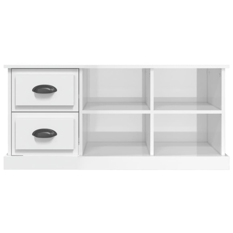 Szafka pod TV, wysoki połysk, biała, 102x35,5x47,5 cm