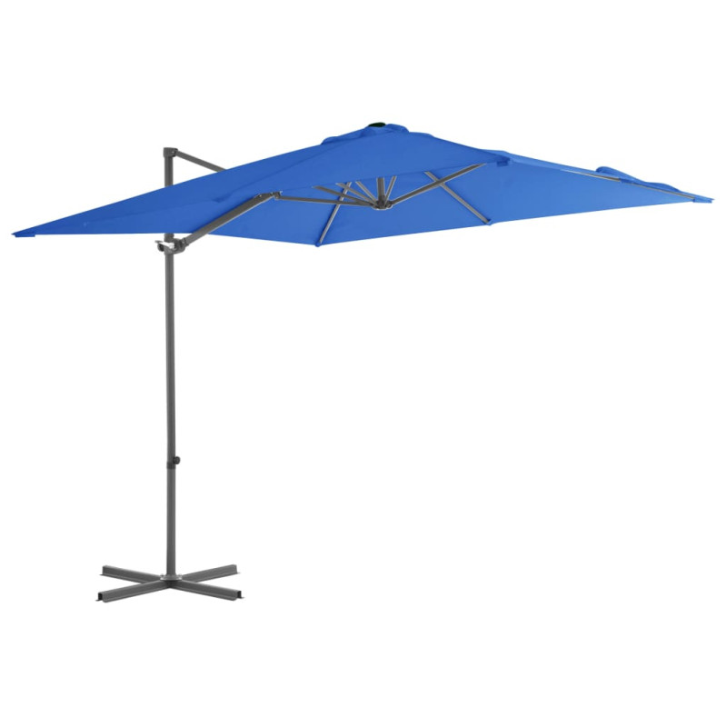 Parasol wiszący ze stalowym słupkiem, 250x250 cm, niebieski