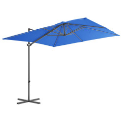 Parasol wiszący ze stalowym słupkiem, 250x250 cm, niebieski