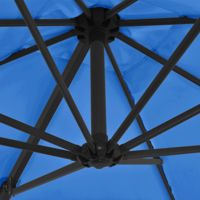 Parasol wiszący ze stalowym słupkiem, 250x250 cm, niebieski