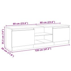 Szafka pod TV, z oświetleniem LED, szara, 120 x 30 x 35,5 cm