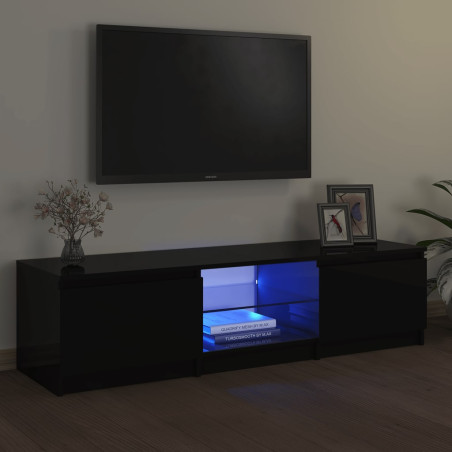 Szafka pod TV z oświetleniem LED, czarna, 140x40x35,5 cm