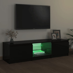 Szafka pod TV z oświetleniem LED, czarna, 140x40x35,5 cm