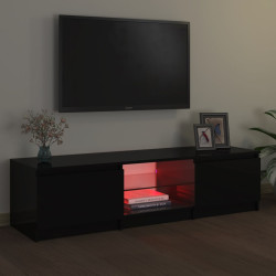 Szafka pod TV z oświetleniem LED, czarna, 140x40x35,5 cm