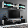 Meblościanka z LED pod TV, 5 elementów, czarna na wysoki połysk